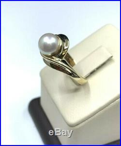 James Avery 14K Gold Swirl Ring With A 8mm White Pearl Size 8