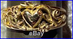 James Avery 14K Solid Yellow Gold Heart Flower Ring Size 8.5