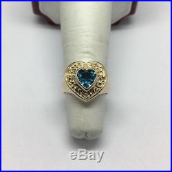 James Avery 14K Yellow Gold Blue Topaz Heart Ring Size 5