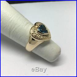 James Avery 14K Yellow Gold Blue Topaz Heart Ring Size 5