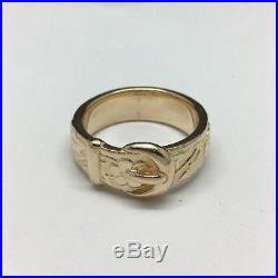 James Avery 14K Yellow Gold Floral Belt & Buckle Ring Size 9