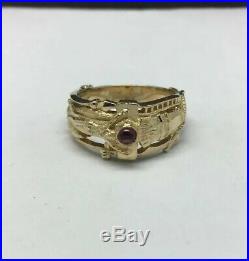 James Avery 14K Yellow Gold Martin Luther Garnet Ring Size 7.5