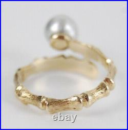 James Avery 14K Yellow Gold PEARL BAMBOO RING Size 8.25 Retired RARE