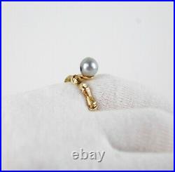 James Avery 14K Yellow Gold PEARL BAMBOO RING Size 8.25 Retired RARE
