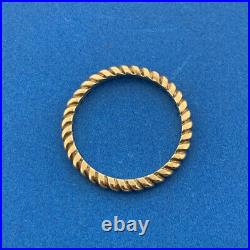 James Avery 14K Yellow Gold Ribbed Twist Rope Stackable Wedding Band Ring