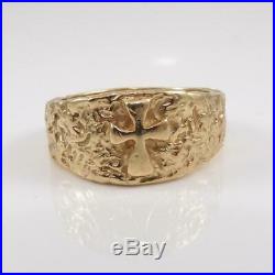 James Avery 14K Yellow Gold Ring Cross Religious Men's Band Size 11.5 LFL2