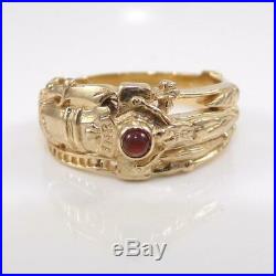 James Avery 14K Yellow Gold Ring Martin Luther Cross Garnet Band Size 8.5 LHA2