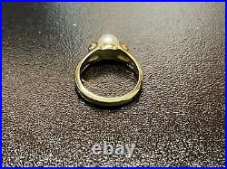 James Avery 14K Yellow Gold Scroll Pearl Ring Size 6.25 Pre Owned