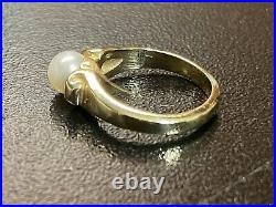 James Avery 14K Yellow Gold Scroll Pearl Ring Size 6.25 Pre Owned
