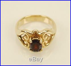 James Avery 14K Yellow Gold Scrolled Heart Ring with Garnet Size 7 Retired
