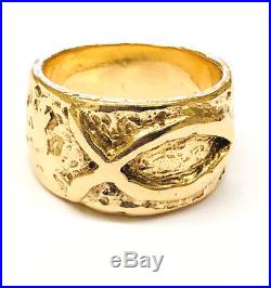 James Avery 14K Yellow Gold Textured Ichthus Ring, Size 7.75