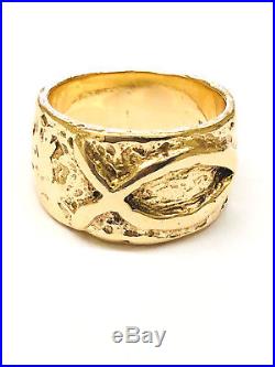 James Avery 14K Yellow Gold Textured Ichthus Ring, Size 7.75