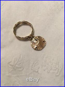 James Avery 14 K Gold Twisted Dangle Sand Dollar Ring Size 5. RETIRED