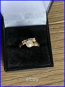 James Avery 14k Bamboo Pearl Ring Mint Size 6 + Pouch + Box