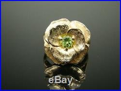 James Avery 14k Gold Flower Peridot Earrings and Ring Set Size 9