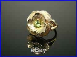 James Avery 14k Gold Flower Peridot Earrings and Ring Set Size 9