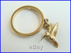 James Avery 14k Gold Hummingbird Dangle Ring size 3.5