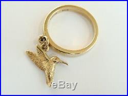 James Avery 14k Gold Hummingbird Dangle Ring size 3.5