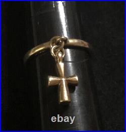 James Avery 14k Gold Saint Theresa 3D Dangle Ring Size 5.75 Retired