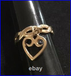 James Avery 14k Gold Scroll Heart Twist Dangle Ring Size 4.5 Retired