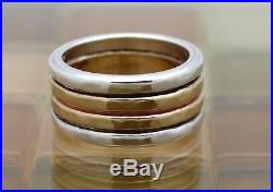 James Avery 14k Gold & Silver 4 Row Hammered Stacked Ring Size 6 10.9G RETIRED