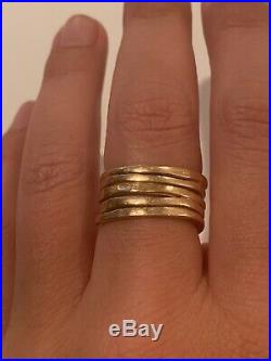 James Avery 14k Gold Stacked Hammered Ring Size 7.5
