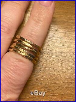 James Avery 14k Gold Stacked Hammered Ring Size 8.5