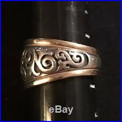 James Avery 14k Gold & Sterling Silver Scrolled Fleur-De-Lis Ring Size 7.25