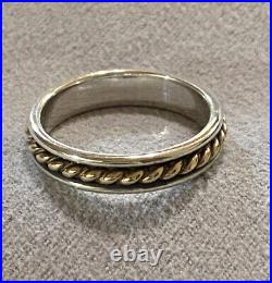 James Avery 14k Gold Twisted Rope & Sterling Silver Ring Retired Size 6.5