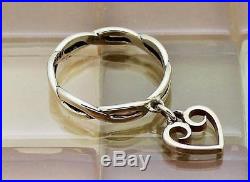 James Avery 14k Gold Twisted Wire Heart Charm Dangle Ring Size 6.5, 3.4 Grams