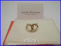 James Avery 14k Gold Two Hearts Together Linked Ring withBox & Pouch Retired