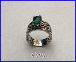 James Avery 14k White Gold Adoree Swirl Emerald Ring Size 6
