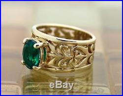 James Avery 14k Yellow Gold Adoree Oval Green Emerald Ring Size 4.5 5.7G RETIRED