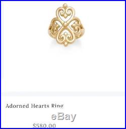 James Avery 14k Yellow Gold Adorned Hearts Ring 8.5 Mint Condition