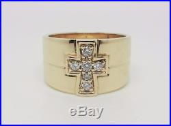 James Avery 14k Yellow Gold Diamond Cross Wide Band Ring Lb2878