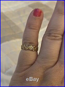 James Avery 14k Yellow Gold Eternity Rose Ring Band Size 4
