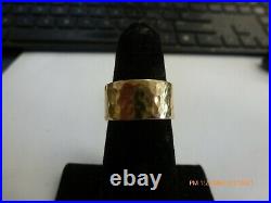 James Avery 14k Yellow Gold Hammered Ring Wide Wedding Band Size 6