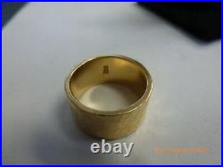 James Avery 14k Yellow Gold Hammered Ring Wide Wedding Band Size 6