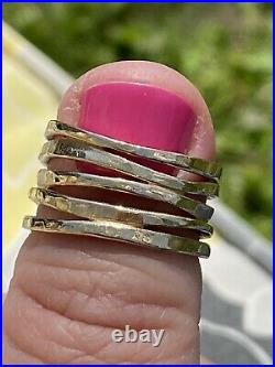 James Avery 14k Yellow Gold Hammered Stacked Ring Size 8