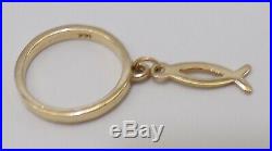 James Avery 14k Yellow Gold Ichthus Fish Dangle Band Ring Pinky Or Knuckle