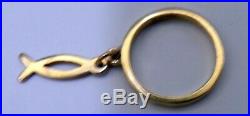 James Avery 14k Yellow Gold Ichthus Fish Dangle Band Ring Pinky Or Knuckle