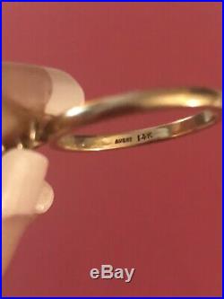 James Avery 14k Yellow Gold RING With Dangle Open DOVE Charm Sz 8 Retired