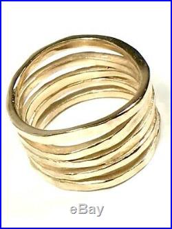 James Avery 14k Yellow Gold Stacked Hammered Ring Size 8.5 $800 New (747)