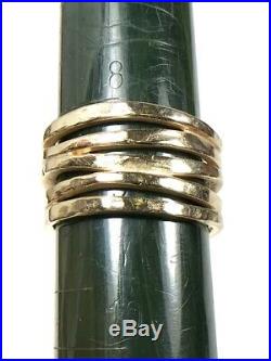 James Avery 14k Yellow Gold Stacked Hammered Ring Size 8.5 $800 New (747)
