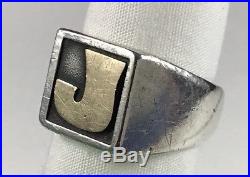 James Avery 14k yellow Gold Sterling Silver 925 Heavy Initial Ring J Size 8.25