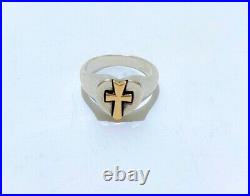 James Avery 14kt Gold Cross in Sterling Silver Heart Ring size 7