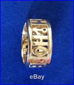 James Avery 14kt Yellow Gold Faith Hope Love Band Ring Size 7, with box & pouch