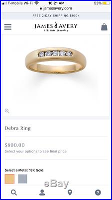 James Avery 18K Yellow Gold Debra. 15 Diamond Ring, Sz 8.5 RETAIL $800 Lot 8375