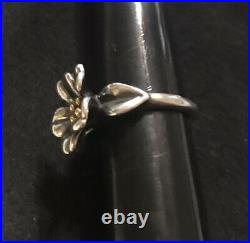 James Avery 18k Gold & Sterling Silver Large April Flower Ring Sz 7 Retired