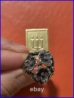 James Avery 3 Dogwood Flower Bouquet Cluster Ring Sterling Silver Retired Rare